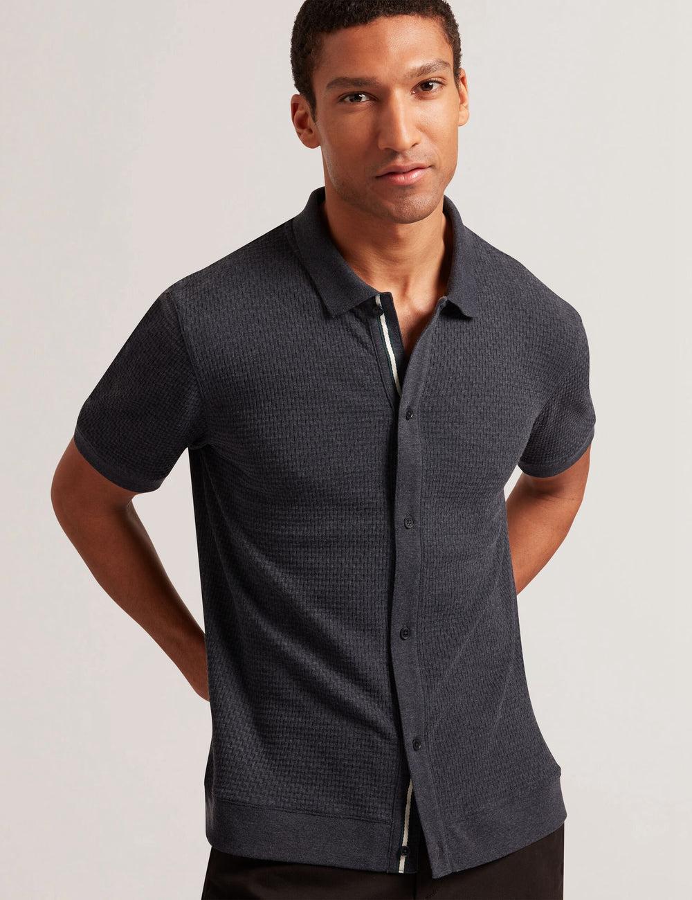 Ted Baker CONNYR - Short Sleeve Button Through Poloshirt Heren Donkerblauw | Belgium  732160-PRK