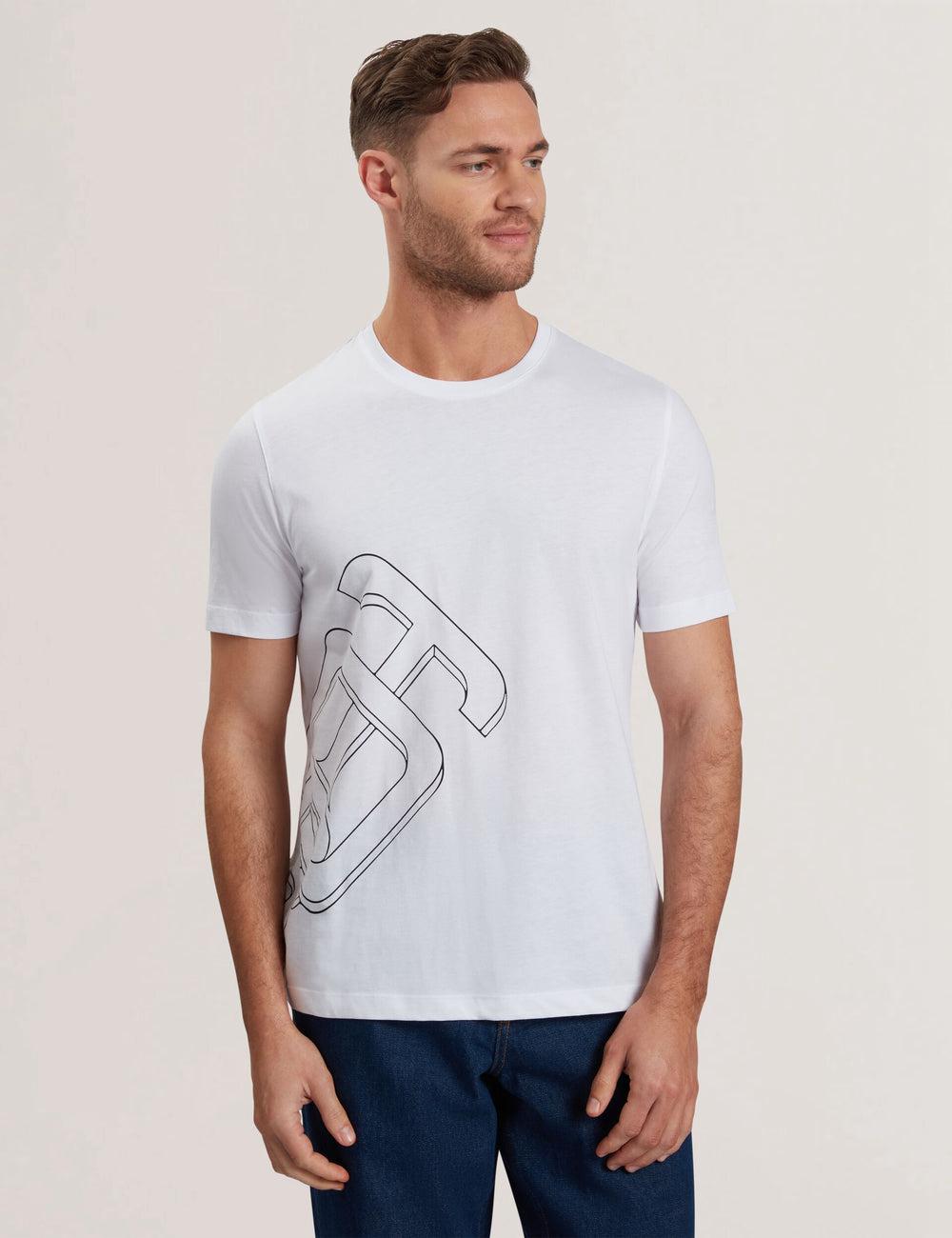Ted Baker CRAIGEY - Logo Graphic Crew Neck Cotton T-shirts Heren Wit | Belgium  014275-JUH