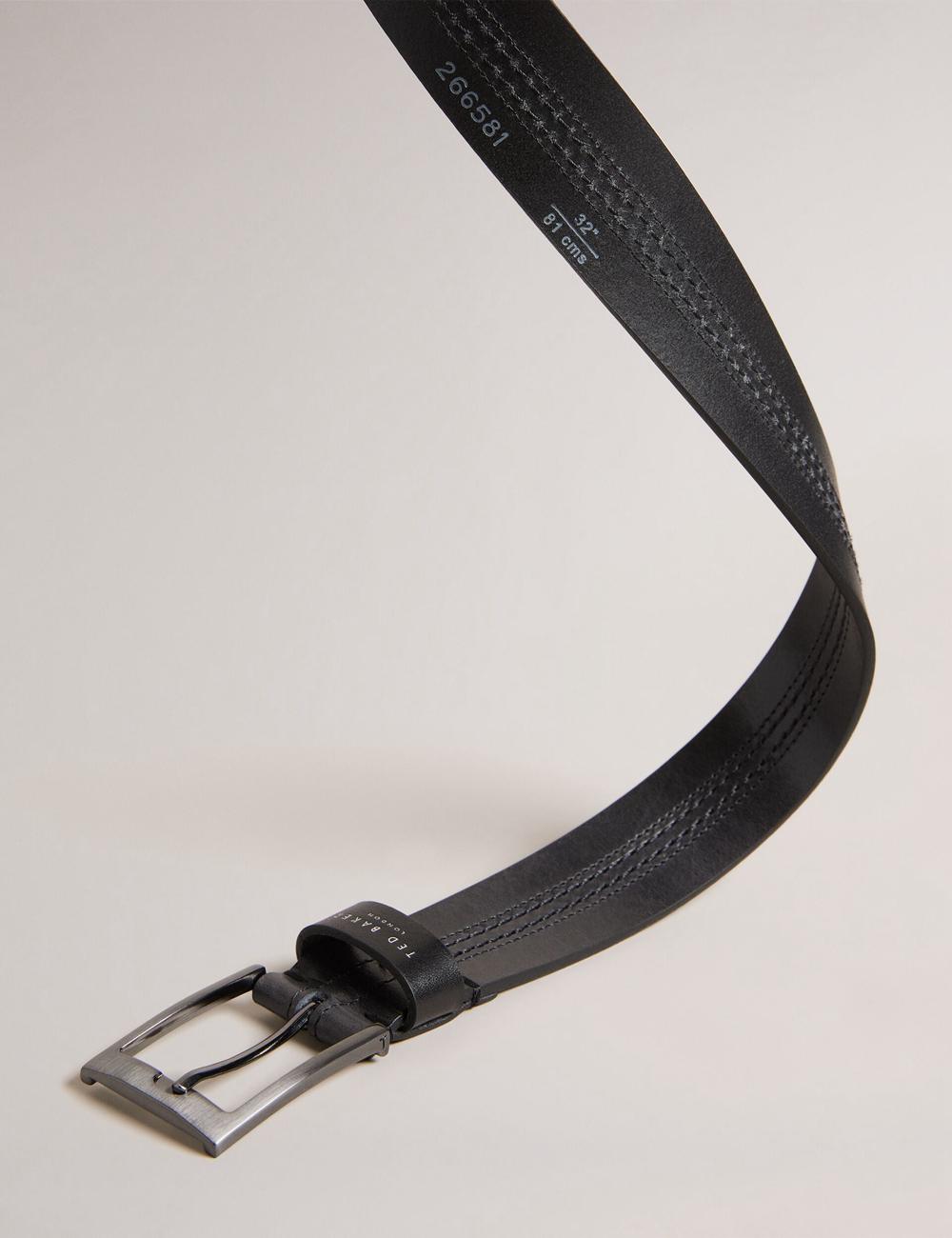 Ted Baker CRISIC - Stitch Detail Leather Riemen Heren Zwart | Belgium  567829-ROF