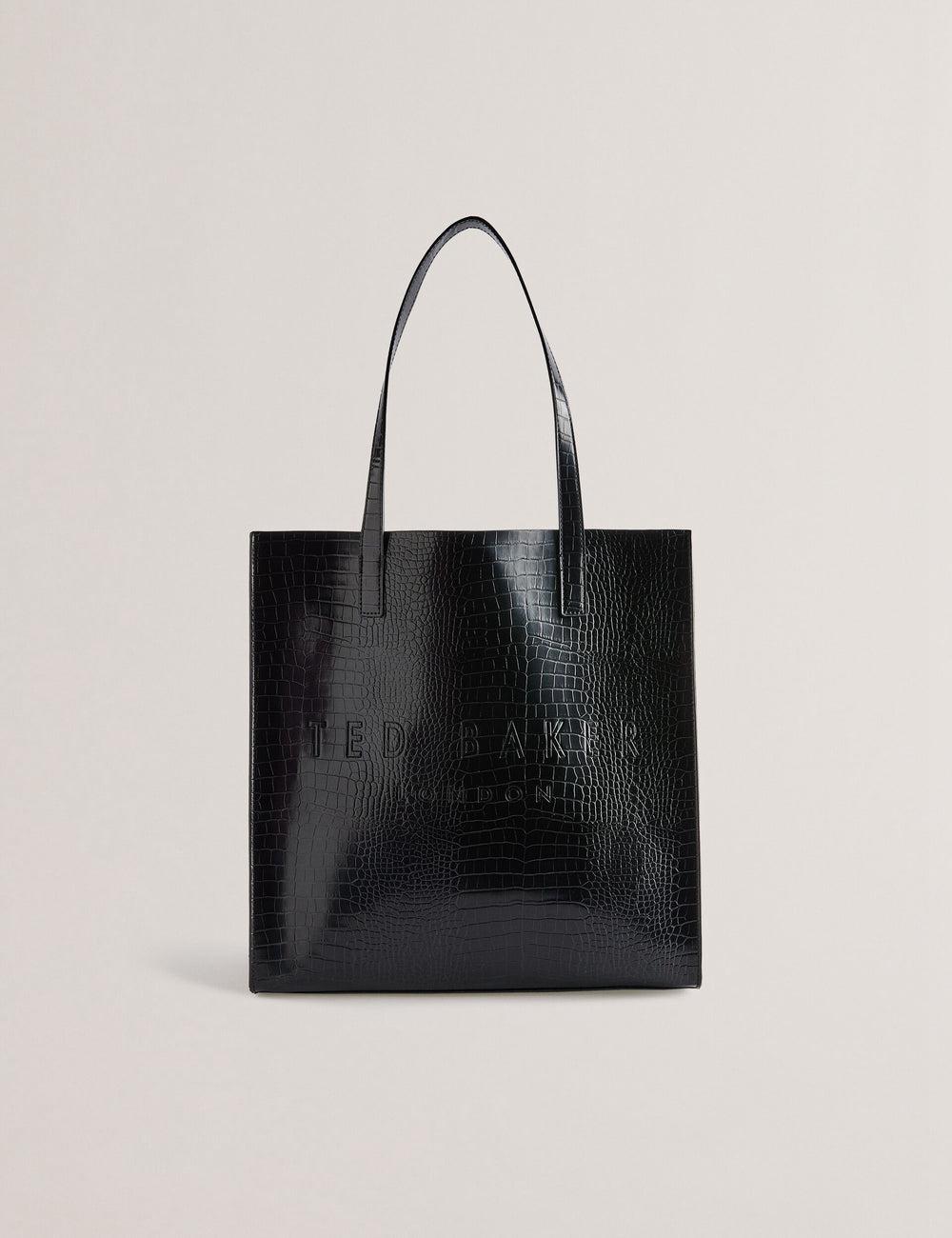 Ted Baker CROCCON - Large Croc Texture Icon Tote Tassen Dames Zwart | Belgium  706938-LRX
