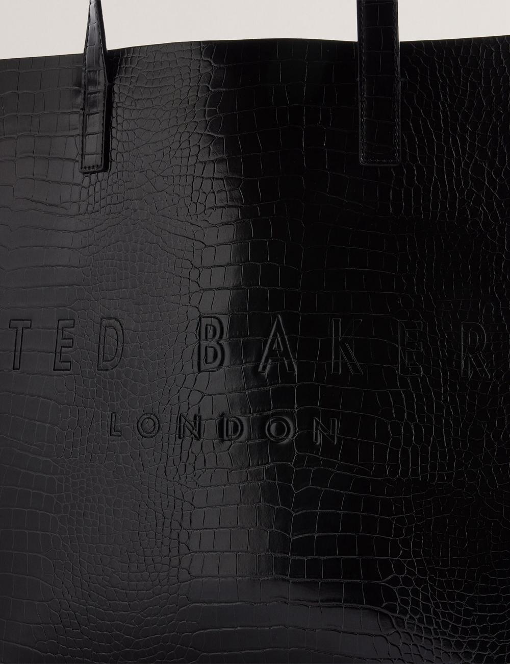 Ted Baker CROCCON - Large Croc Texture Icon Tote Tassen Dames Zwart | Belgium  706938-LRX