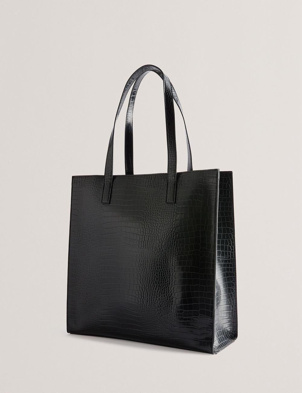 Ted Baker CROCCON - Large Croc Texture Icon Tote Tassen Dames Zwart | Belgium  706938-LRX