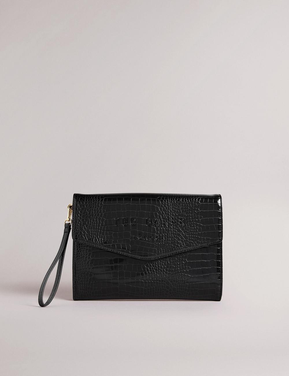 Ted Baker CROCEY - Croc Effect PU Envelope Clutch Koppelingstassen Dames Zwart | Belgium  834176-CHZ
