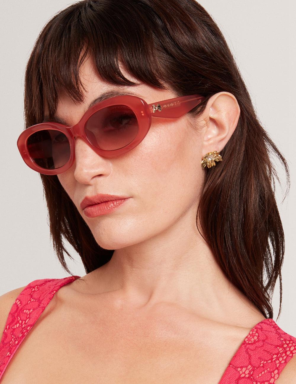 Ted Baker DAISIE - Chunky Oval Bow Detail Zonnebril Dames Roze Roze | Belgium  491235-HSR