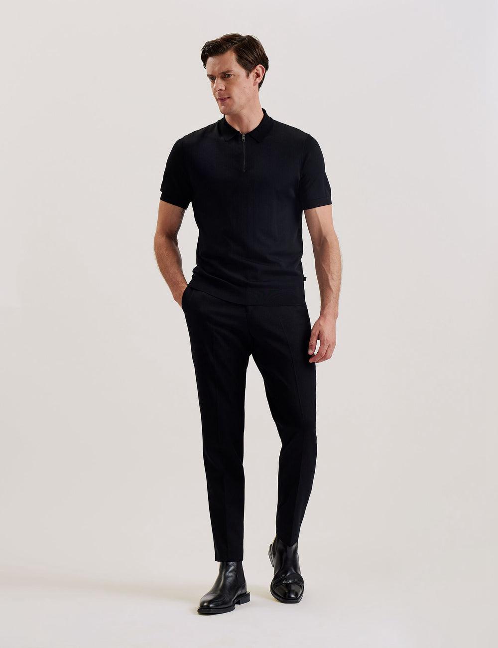 Ted Baker DALDIN - Zip Collar Stretch Knit Jumpers Heren Zwart | Belgium  604358-NWS
