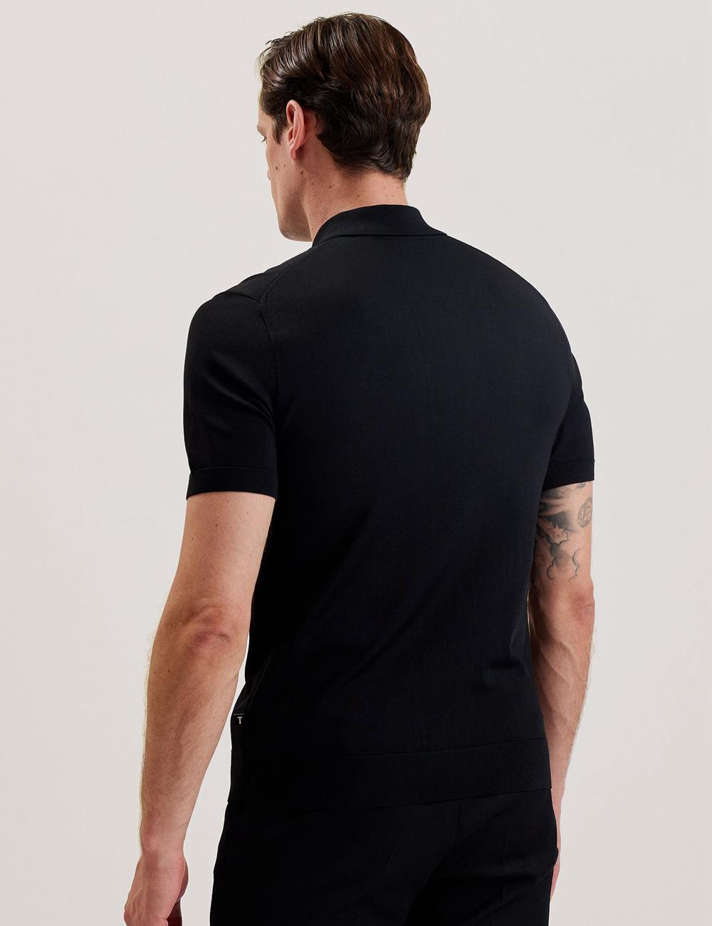 Ted Baker DALDIN - Zip Collar Stretch Knit Jumpers Heren Zwart | Belgium  604358-NWS