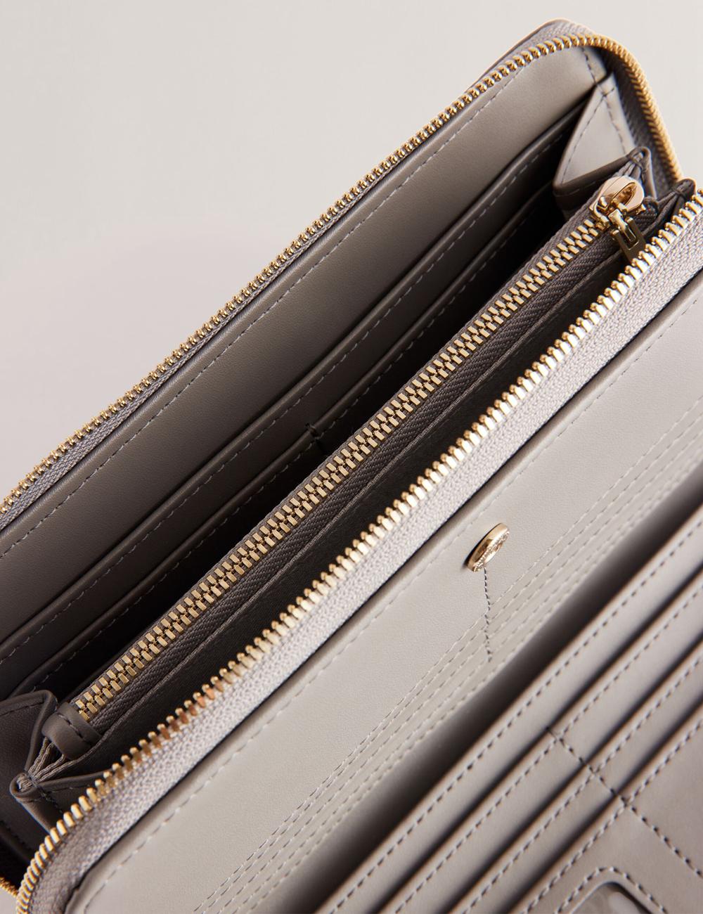 Ted Baker DALIEA - Large Textured Leather Zip Around Portefeuille Dames Grijs | Belgium  673405-QOL