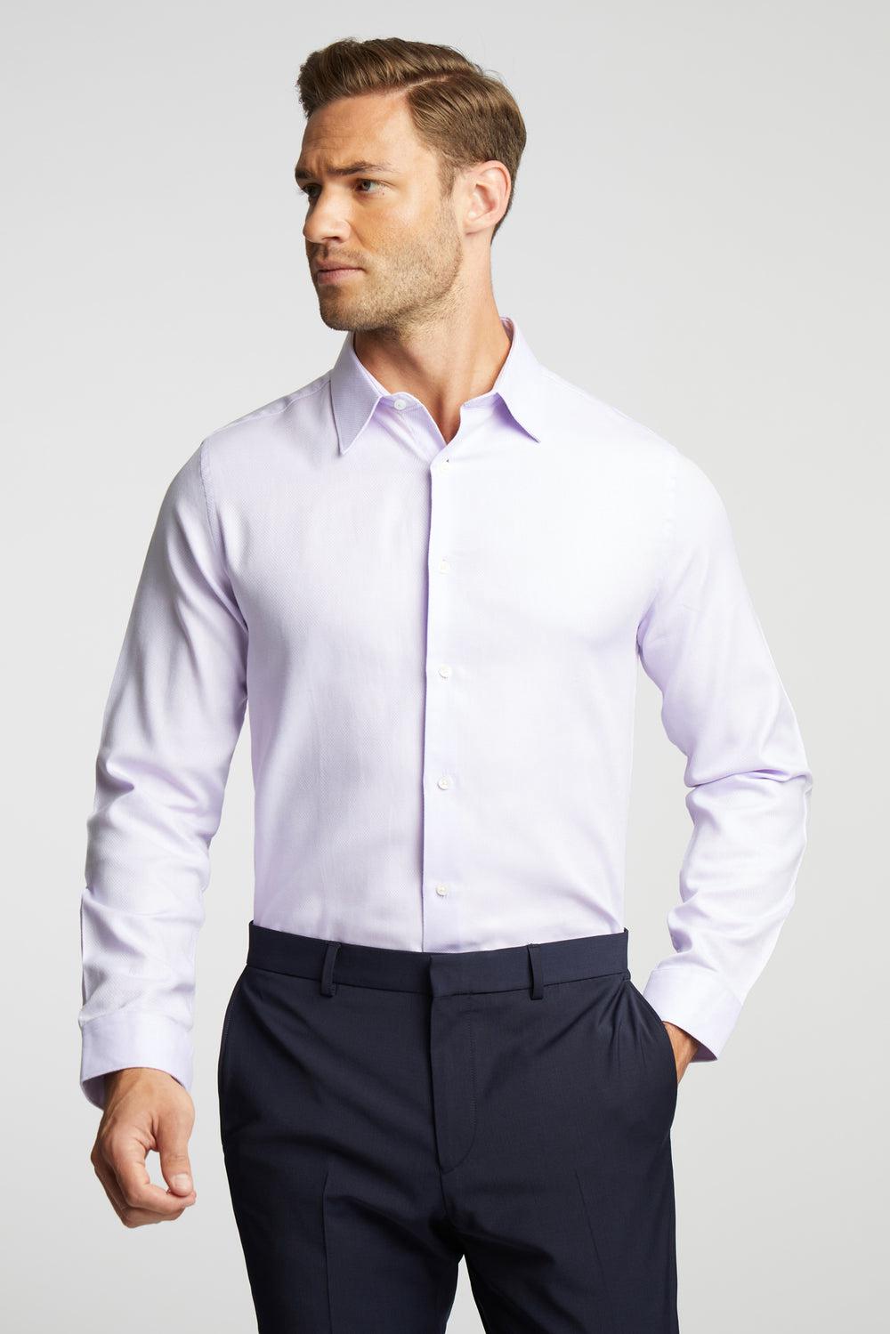 Ted Baker DALTON - Dobby Textured Cotton Slim Fit Overhemd Heren Lilac | Belgium  073841-RUV