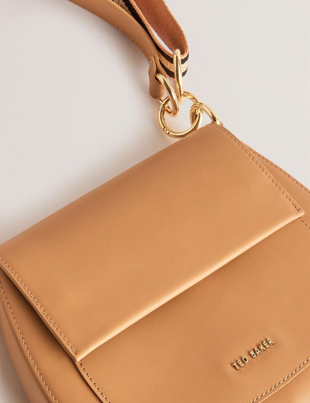 Ted Baker DARCELL - Leather Webbing Crossbody Satchel Boekentassen Dames Taupe | Belgium  203687-KTQ