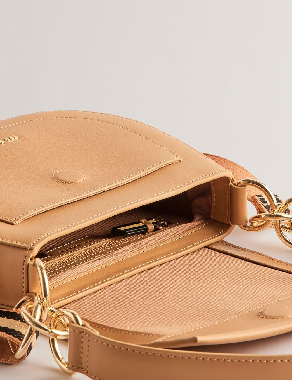 Ted Baker DARCELL - Leather Webbing Crossbody Satchel Boekentassen Dames Taupe | Belgium  203687-KTQ