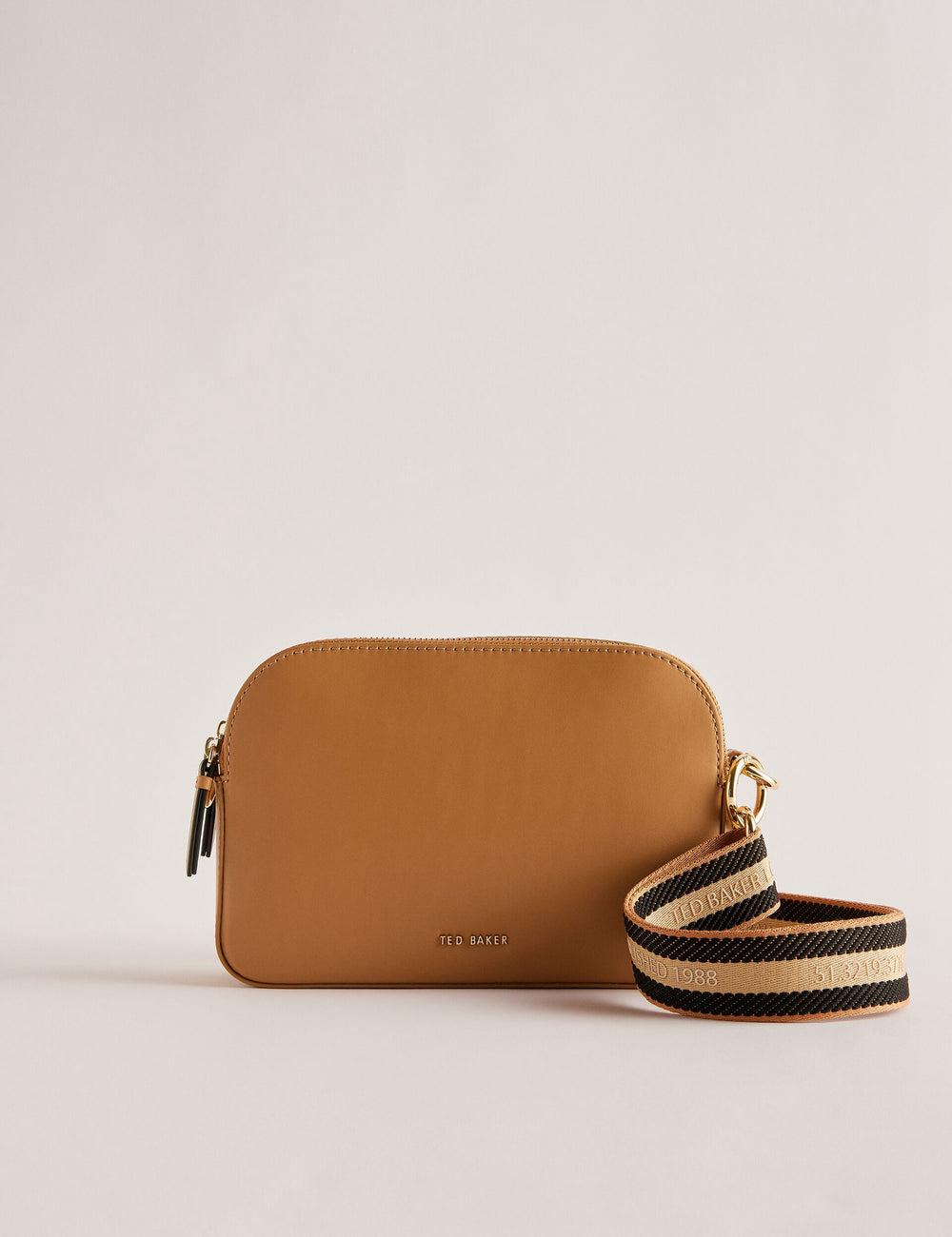 Ted Baker DARCELO - Leather Double Zip Crossbody Camera Cameratas Dames Taupe | Belgium  478315-QUJ