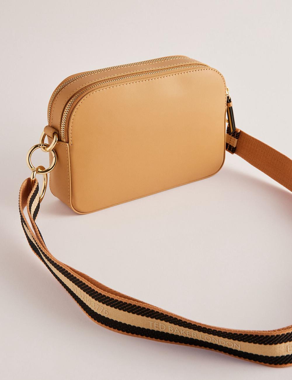 Ted Baker DARCELO - Leather Double Zip Crossbody Camera Cameratas Dames Taupe | Belgium  478315-QUJ