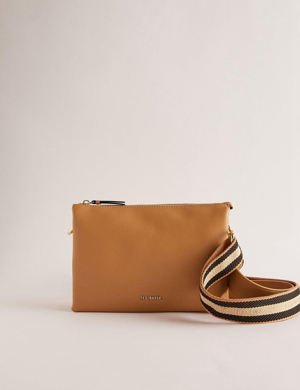 Ted Baker DARCEYY - Leather With Webbing Strap Crossbodytassen Dames Taupe | Belgium  194057-YSC