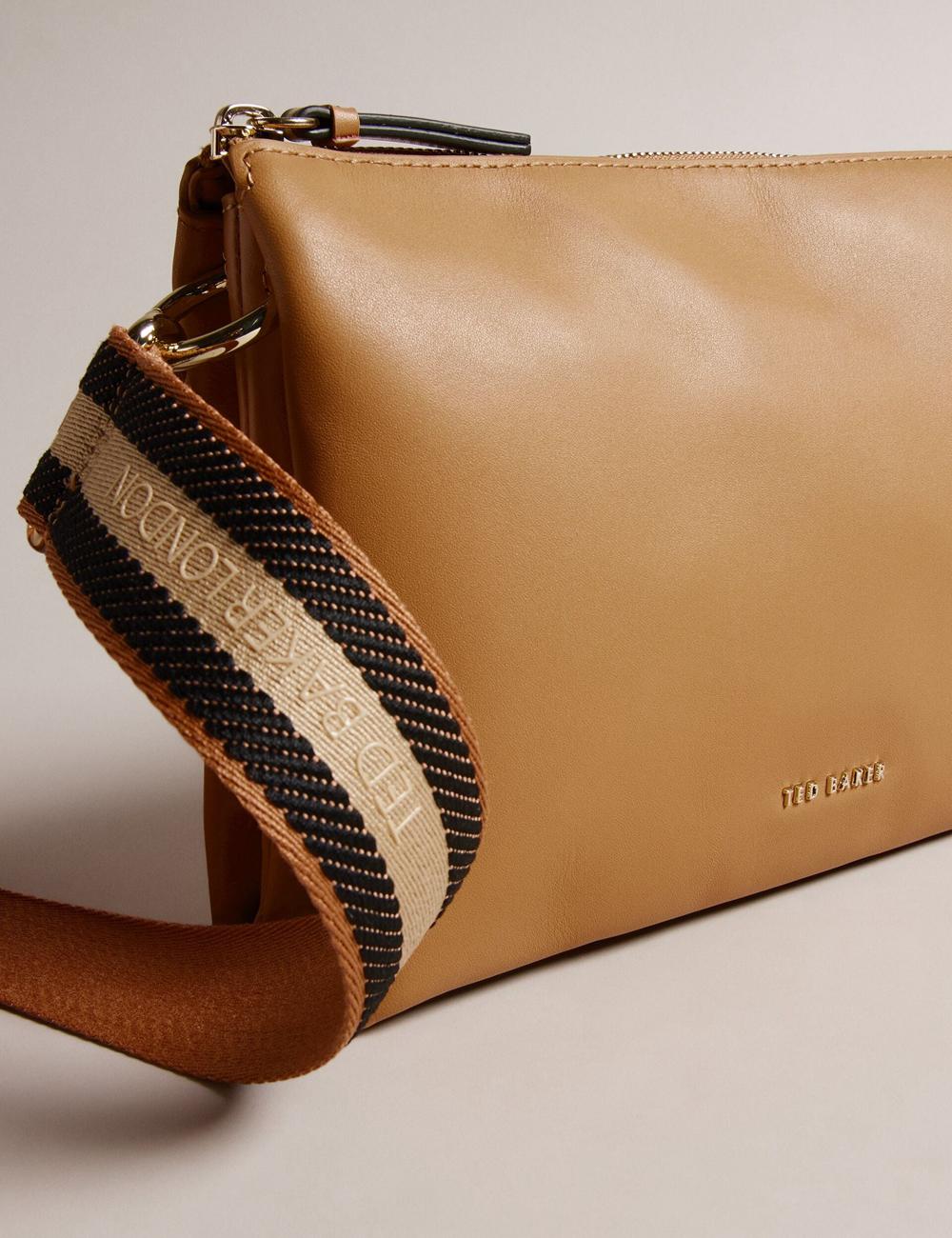 Ted Baker DARCEYY - Leather With Webbing Strap Crossbodytassen Dames Taupe | Belgium  194057-YSC