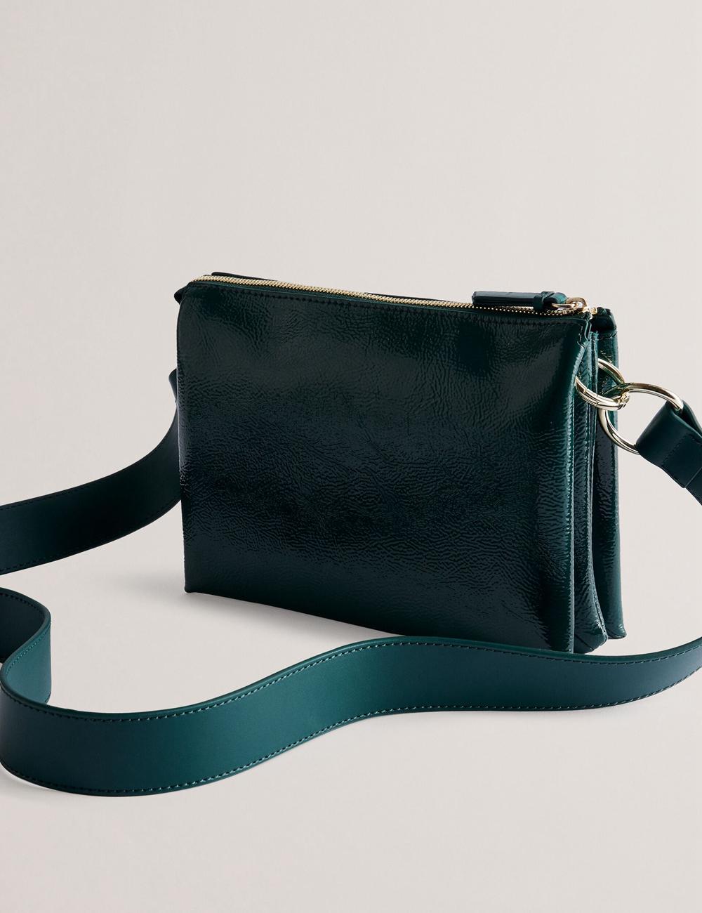 Ted Baker DAWCEY - Crinkled Patent Leather Crossbodytassen Dames Groen | Belgium  735109-GRI