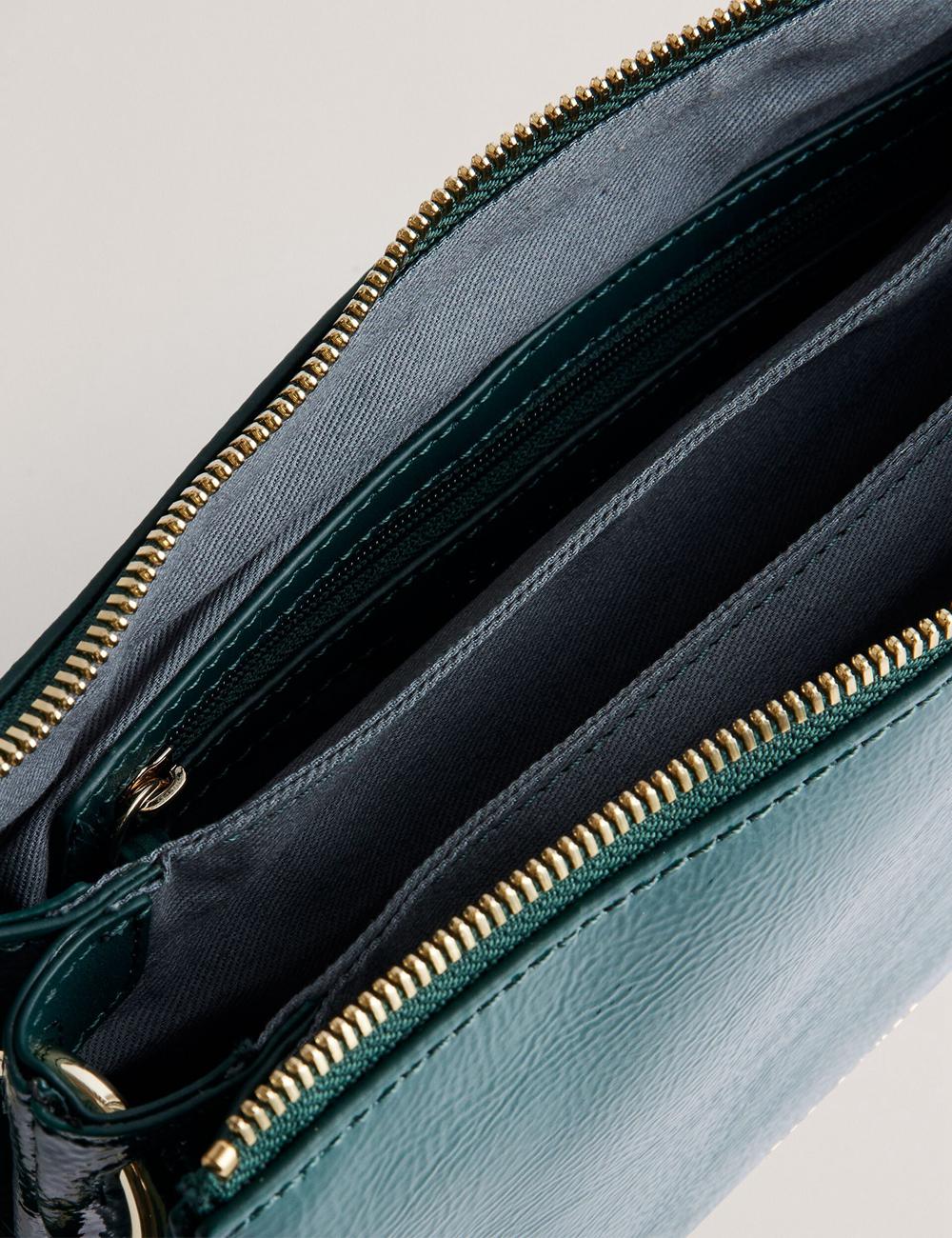 Ted Baker DAWCEY - Crinkled Patent Leather Crossbodytassen Dames Groen | Belgium  735109-GRI