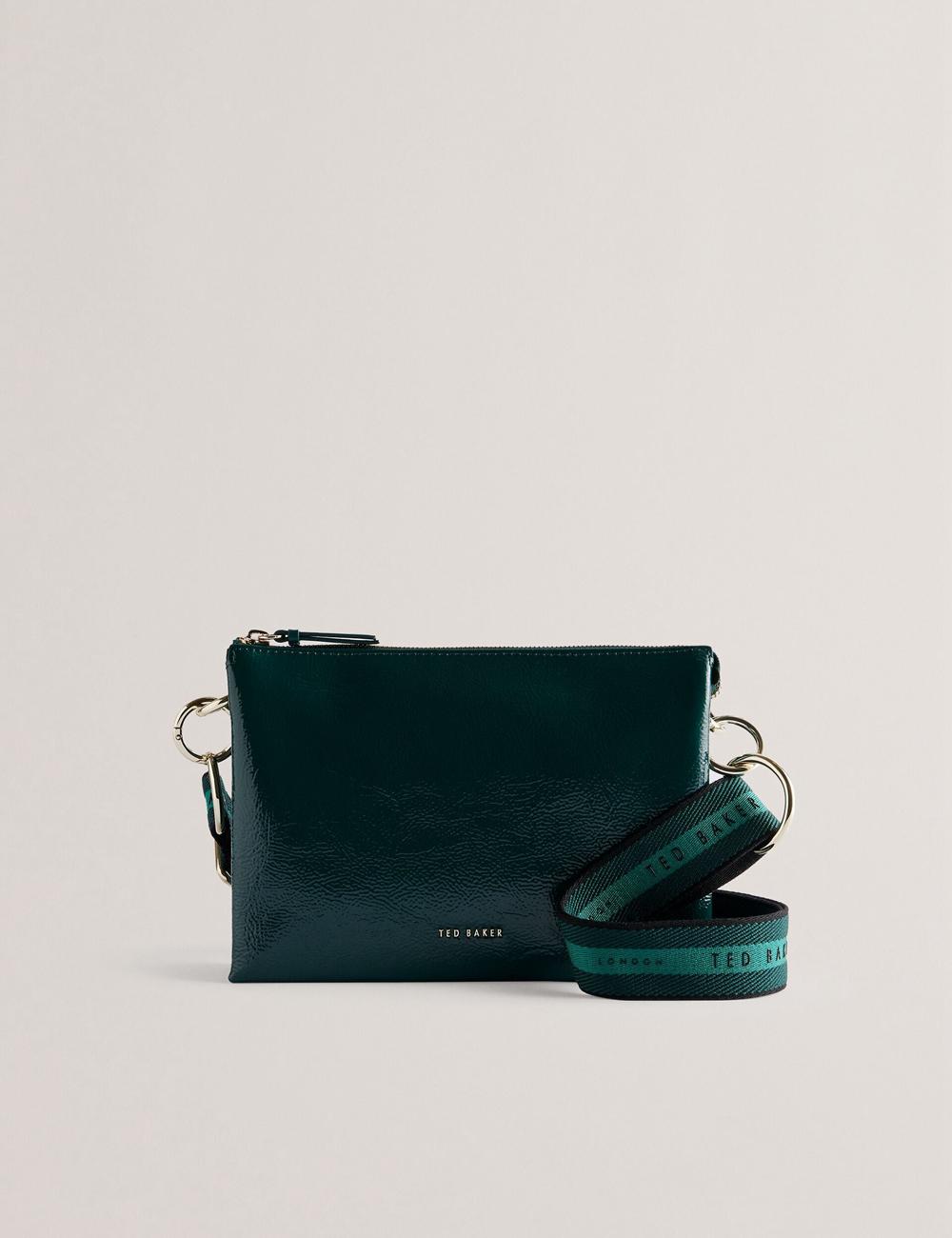 Ted Baker DAWCEY - Crinkled Patent Leather Crossbodytassen Dames Groen | Belgium  735109-GRI
