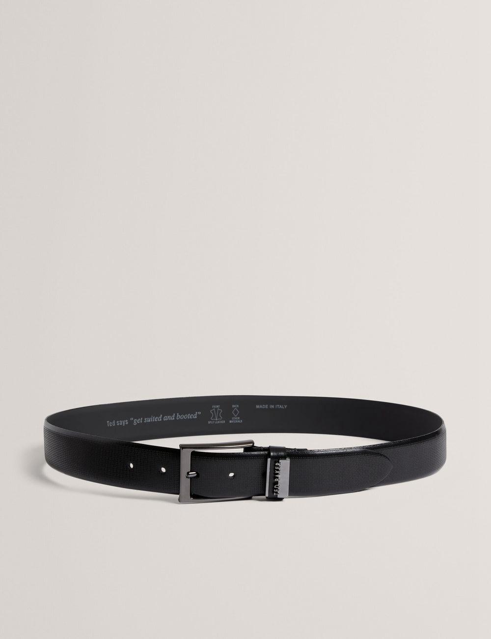 Ted Baker DAWSONS - Textured T Pattern Leather Riemen Heren Zwart | Belgium  380921-BMZ