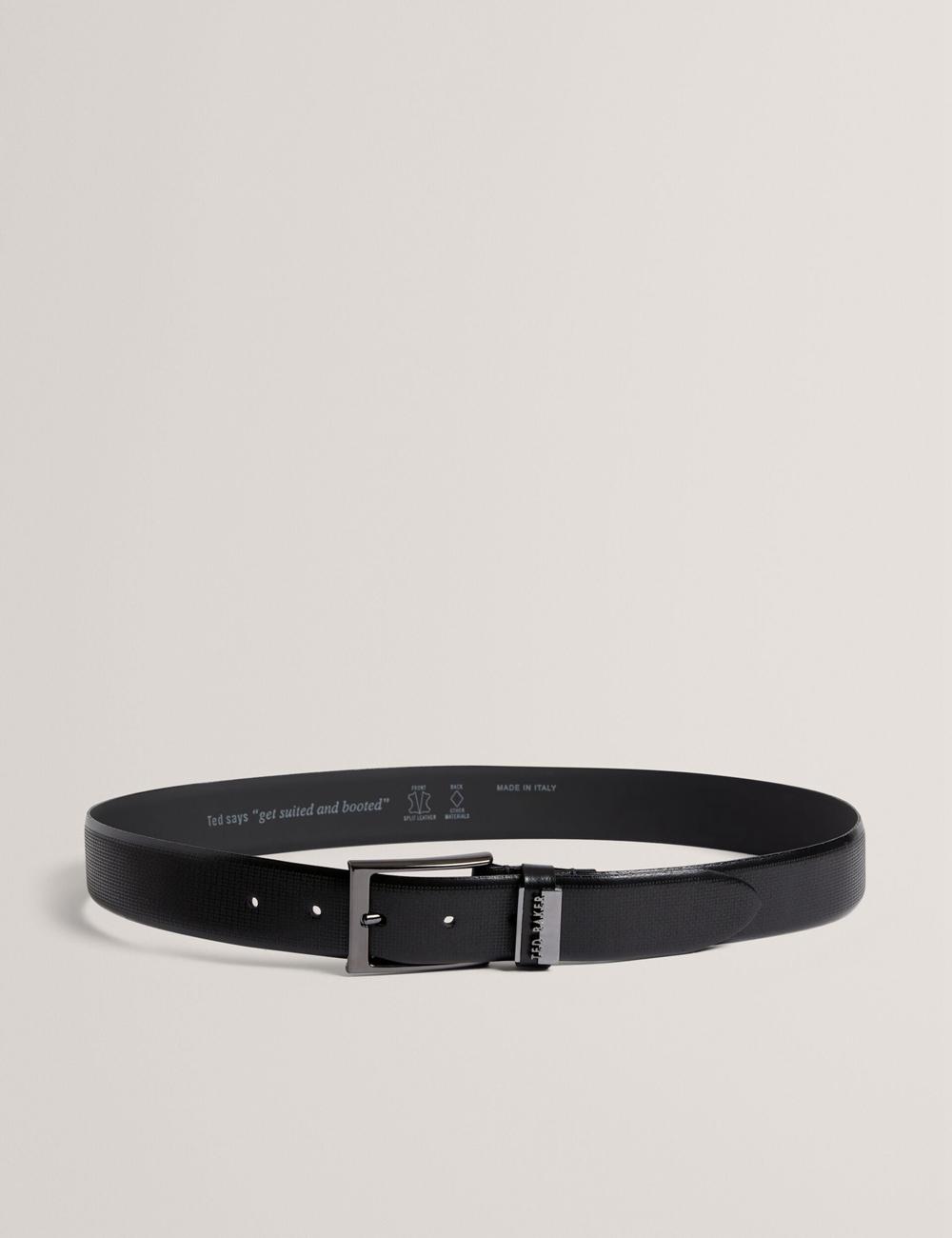 Ted Baker DAWSONS - Textured T Pattern Leather Riemen Heren Zwart | Belgium  380921-BMZ