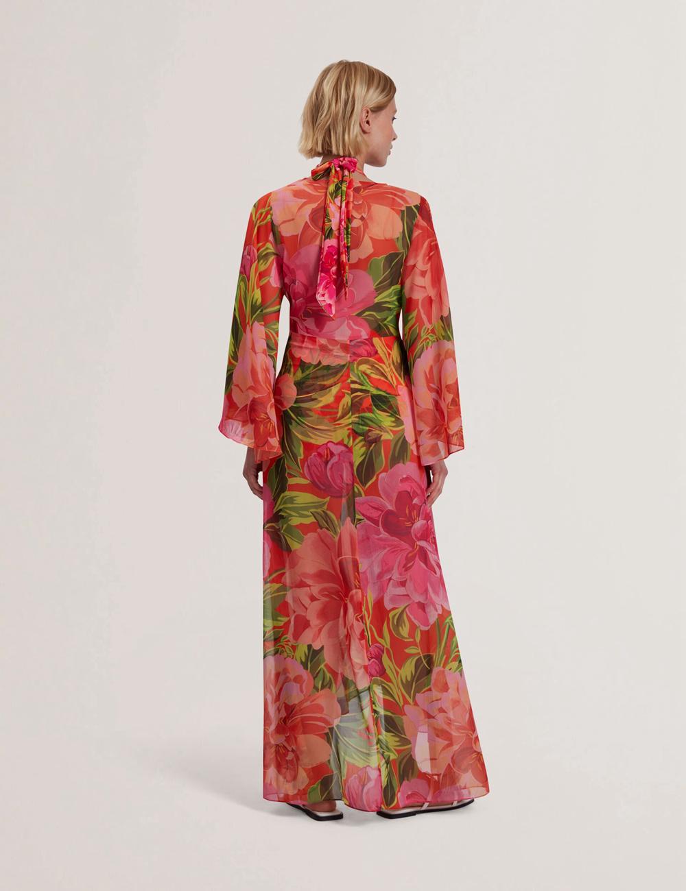 Ted Baker DDARCIS - Floral Twisted Waist Maxi Beach Cover-ups Dames Koraal | Belgium  892750-BYX