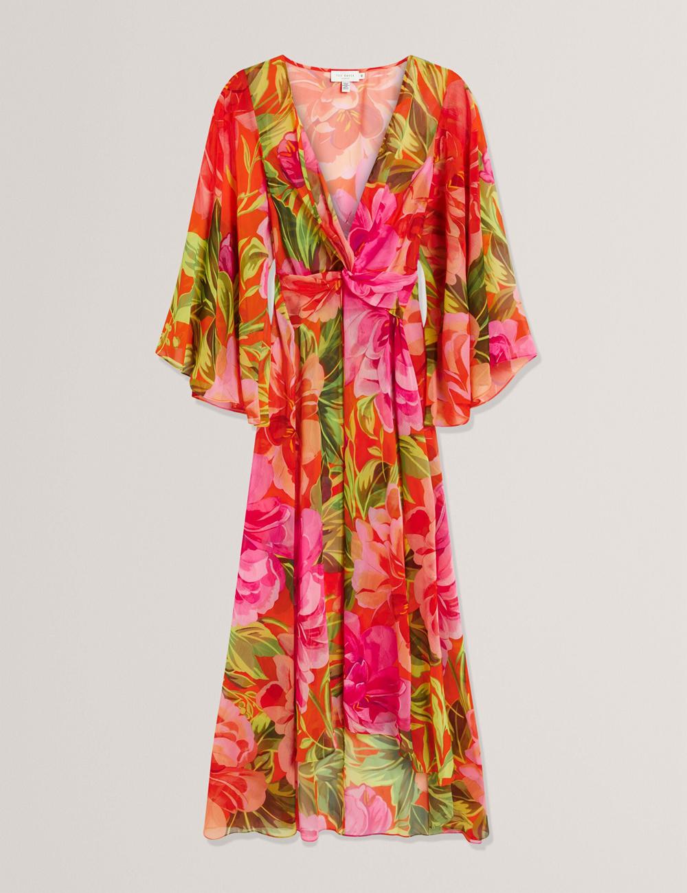 Ted Baker DDARCIS - Floral Twisted Waist Maxi Beach Cover-ups Dames Koraal | Belgium  892750-BYX