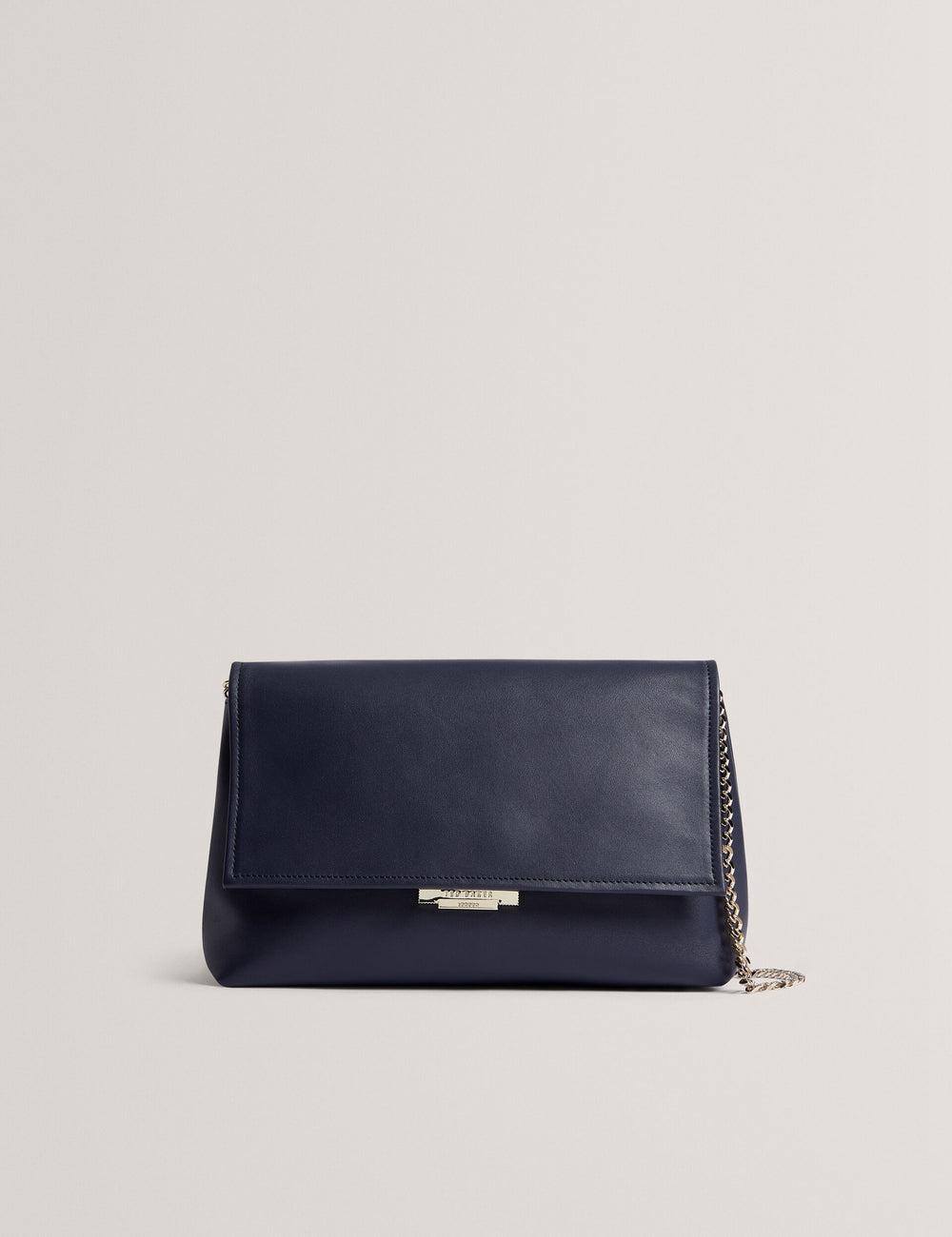 Ted Baker DEMAE - Leather Fold Over Chain Schoudertassen Dames Donkerblauw | Belgium  416537-WMI