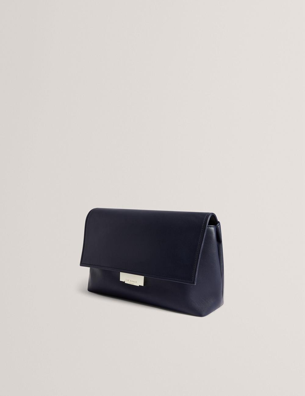Ted Baker DEMAE - Leather Fold Over Chain Schoudertassen Dames Donkerblauw | Belgium  416537-WMI