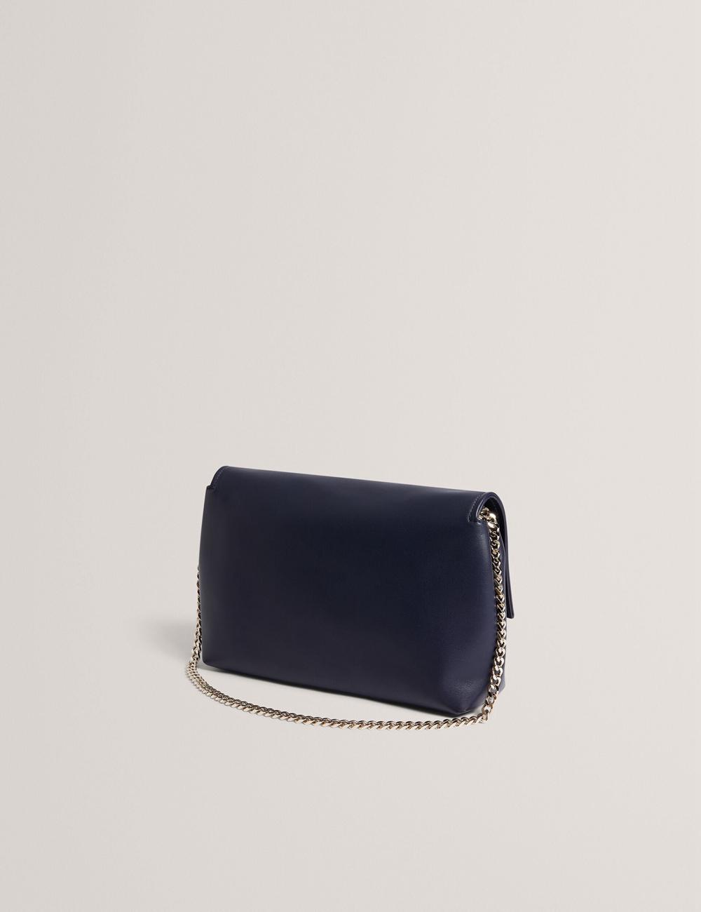 Ted Baker DEMAE - Leather Fold Over Chain Schoudertassen Dames Donkerblauw | Belgium  416537-WMI