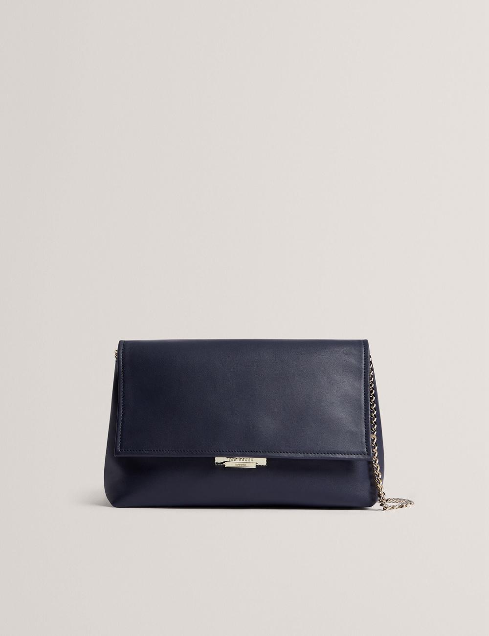 Ted Baker DEMAE - Leather Fold Over Chain Schoudertassen Dames Donkerblauw | Belgium  416537-WMI