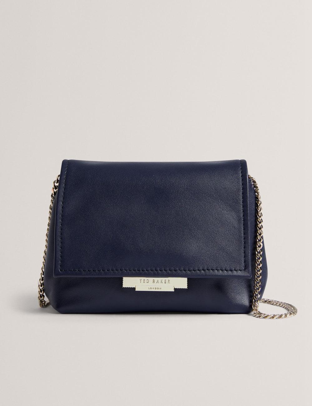 Ted Baker DEMNI - Mini Leather Fold Over Chain Crossbodytassen Dames Donkerblauw | Belgium  308692-YND