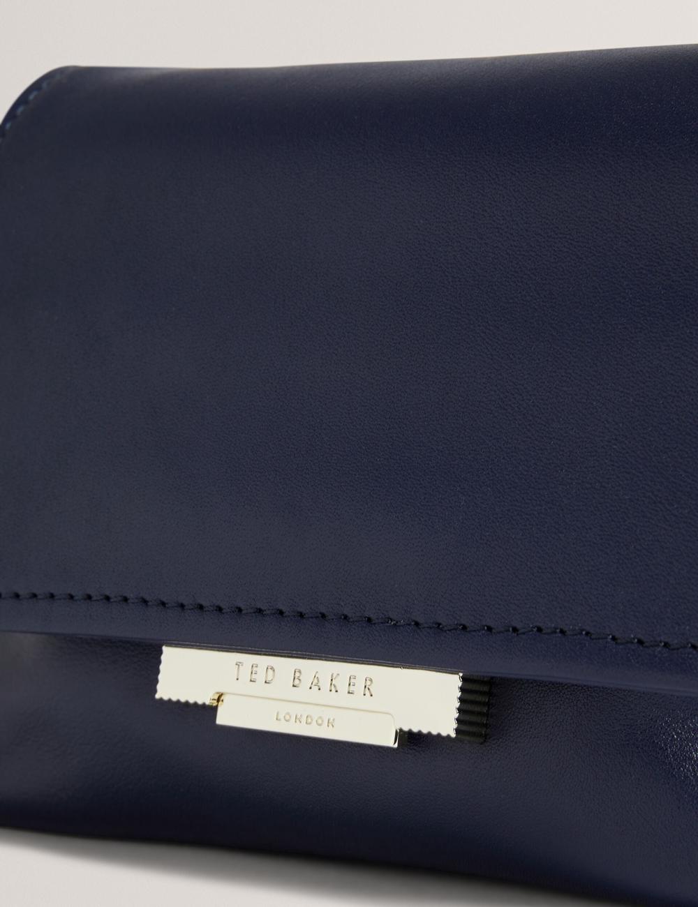 Ted Baker DEMNI - Mini Leather Fold Over Chain Crossbodytassen Dames Donkerblauw | Belgium  308692-YND