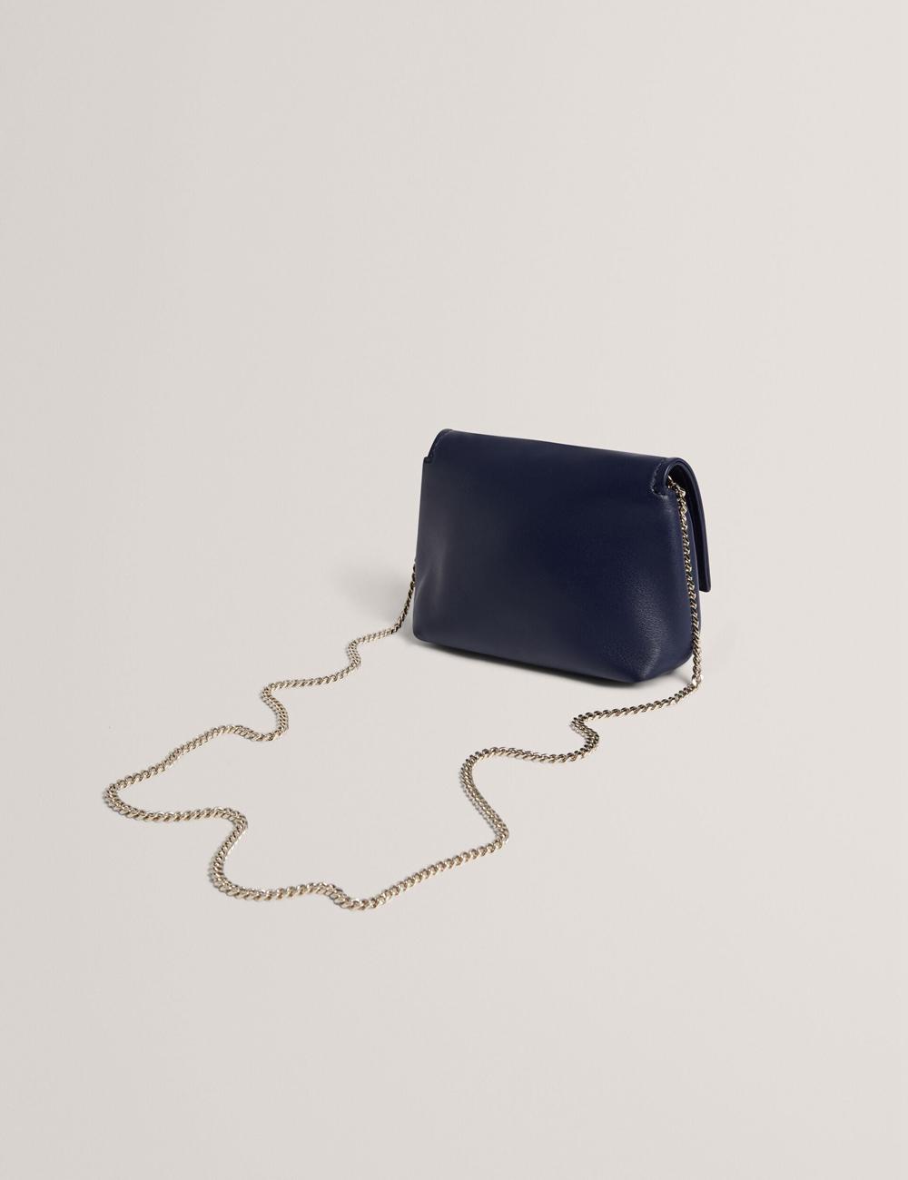 Ted Baker DEMNI - Mini Leather Fold Over Chain Crossbodytassen Dames Donkerblauw | Belgium  308692-YND