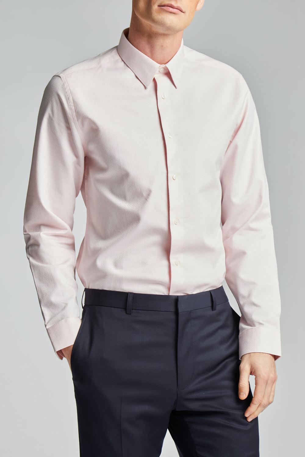 Ted Baker DORAIN - Textured Cotton Long Sleeve Overhemd Heren Roze | Belgium  503871-UWM