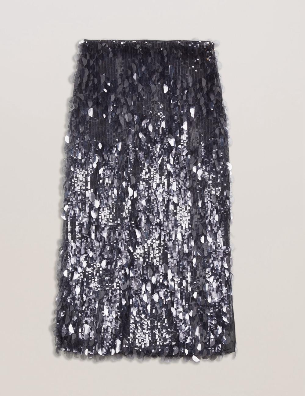 Ted Baker DORIDA - Mixed Sequin With Slit Rokken Dames Grijs | Belgium  235840-IGH