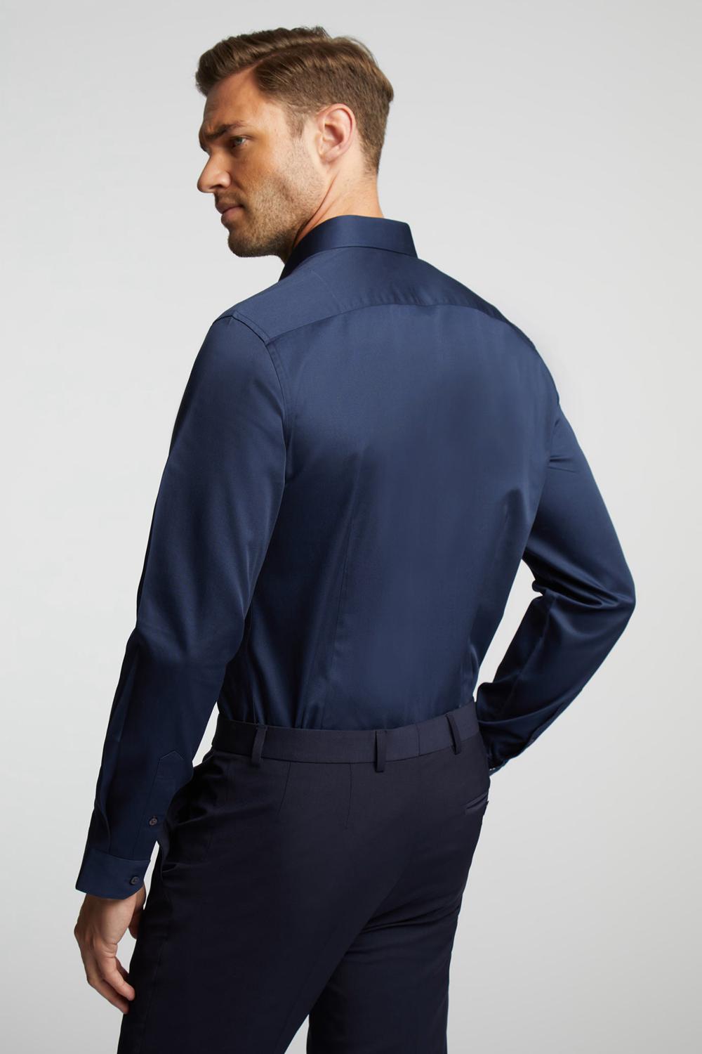 Ted Baker DUDDON - Navy Slim Fit Long Sleeve Cotton Overhemd Heren Donkerblauw | Belgium  867391-CPT