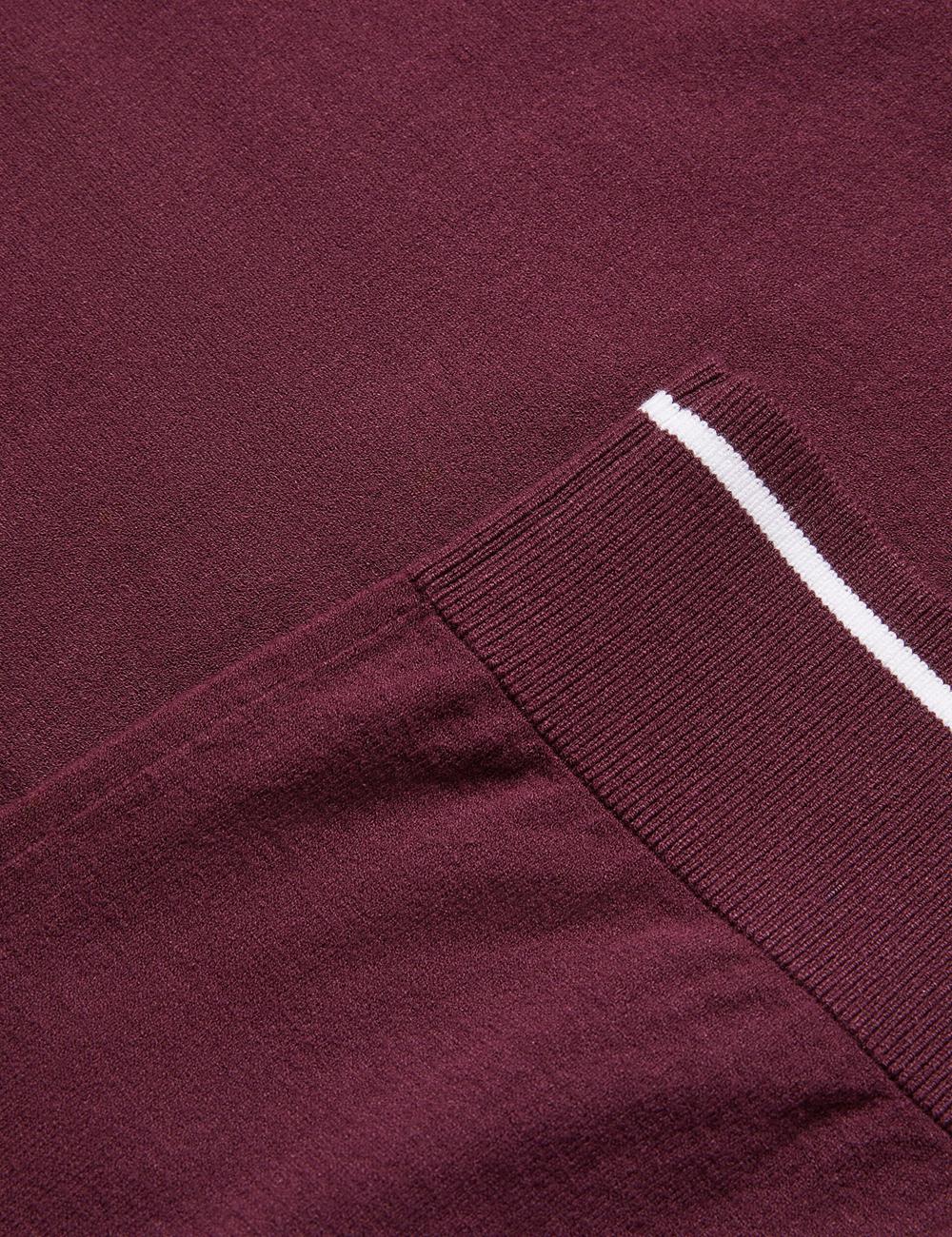 Ted Baker DUNOW - Pointelle Detail Striped Trim Poloshirt Heren Bordeaux | Belgium  843192-EMY