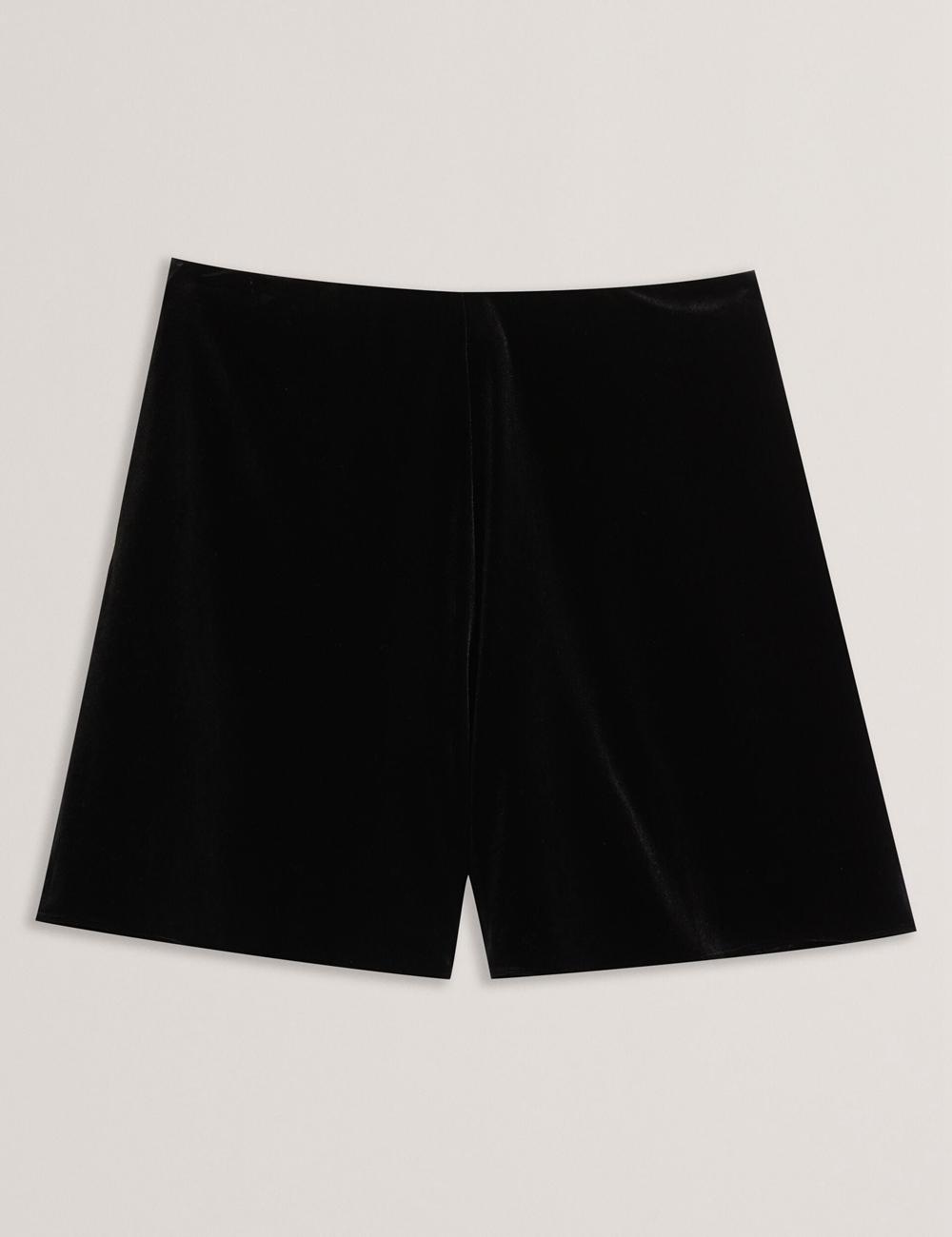 Ted Baker DURVLA - Velvet High Waisted Wide Leg Korte Broek Dames Zwart | Belgium  614780-YDF