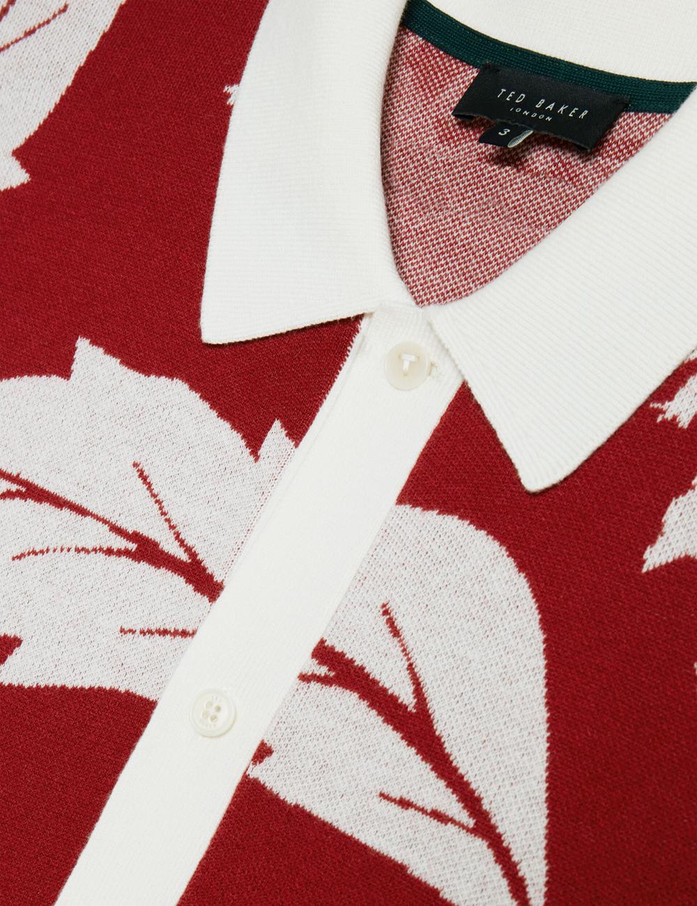 Ted Baker EDSON - Short Sleeve Button Through Floral Poloshirt Heren Rood | Belgium  125873-PGS