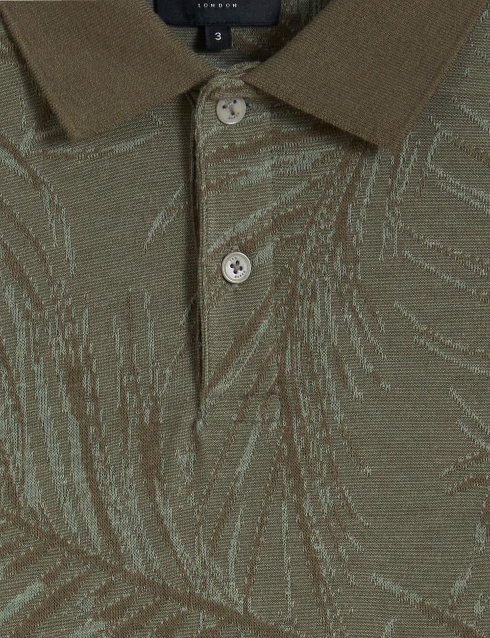 Ted Baker EDWINE - Leaf Print Short Sleeve Poloshirt Heren Khaki | Belgium  356178-QUZ