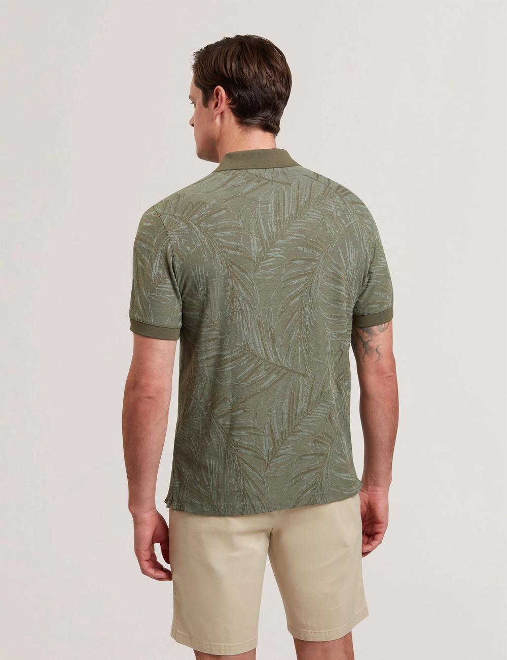 Ted Baker EDWINE - Leaf Print Short Sleeve Poloshirt Heren Khaki | Belgium  356178-QUZ