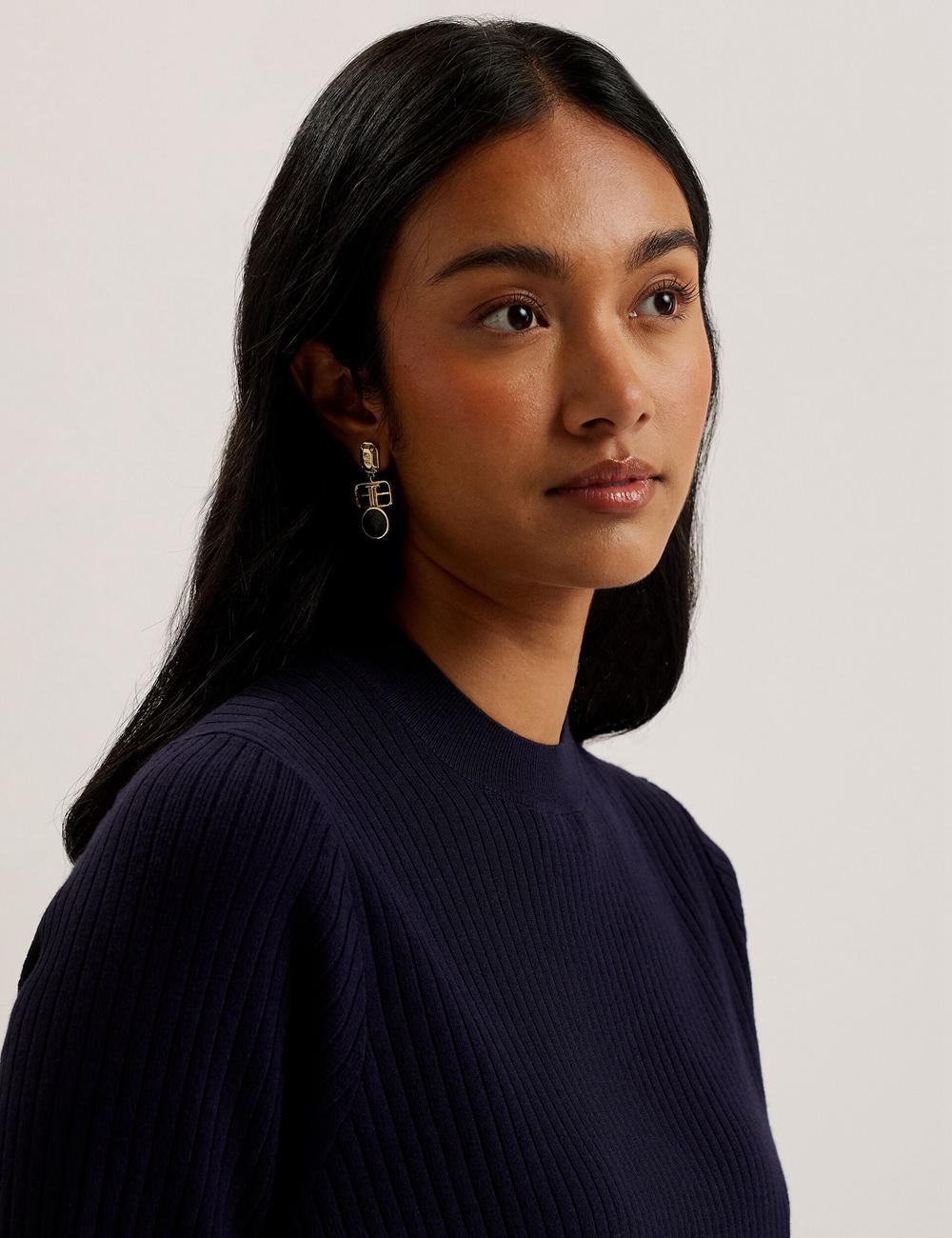 Ted Baker ELLIHAA - Ribbed Knit Half Sleeve Topjes Dames Donkerblauw | Belgium  043289-QIA