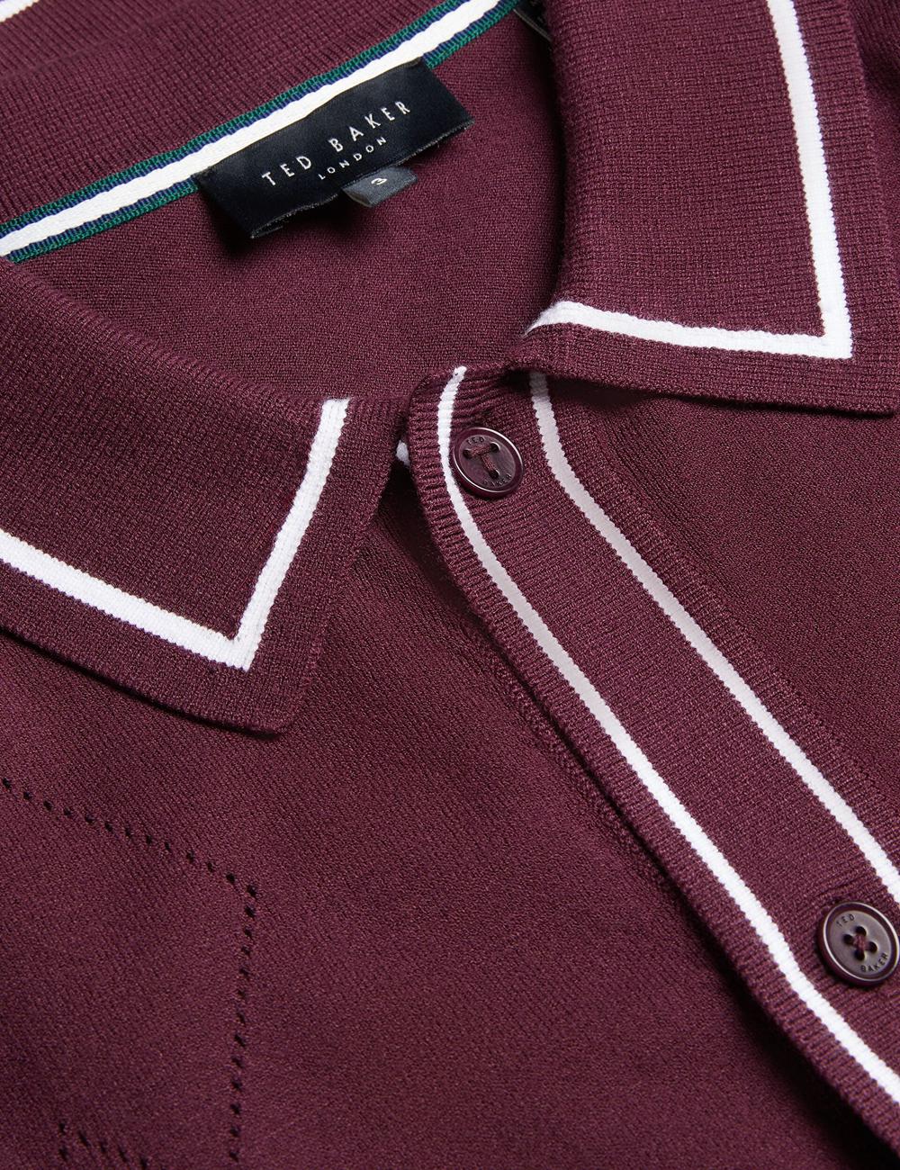 Ted Baker ELMDON - Pointelle Diamond Knitted Long Sleeve Overhemd Heren Bordeaux | Belgium  492857-QLT