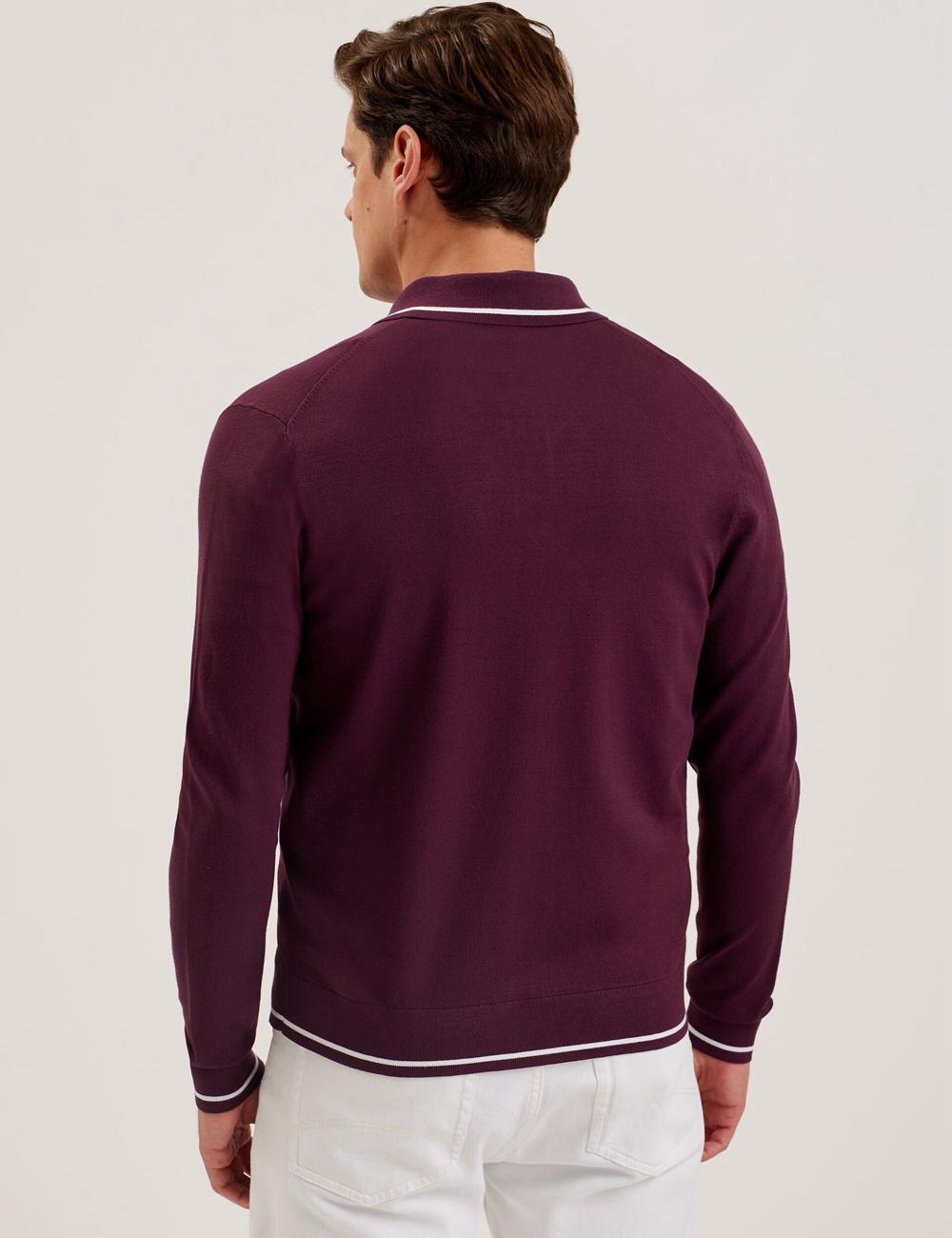 Ted Baker ELMDON - Pointelle Diamond Knitted Long Sleeve Overhemd Heren Bordeaux | Belgium  492857-QLT