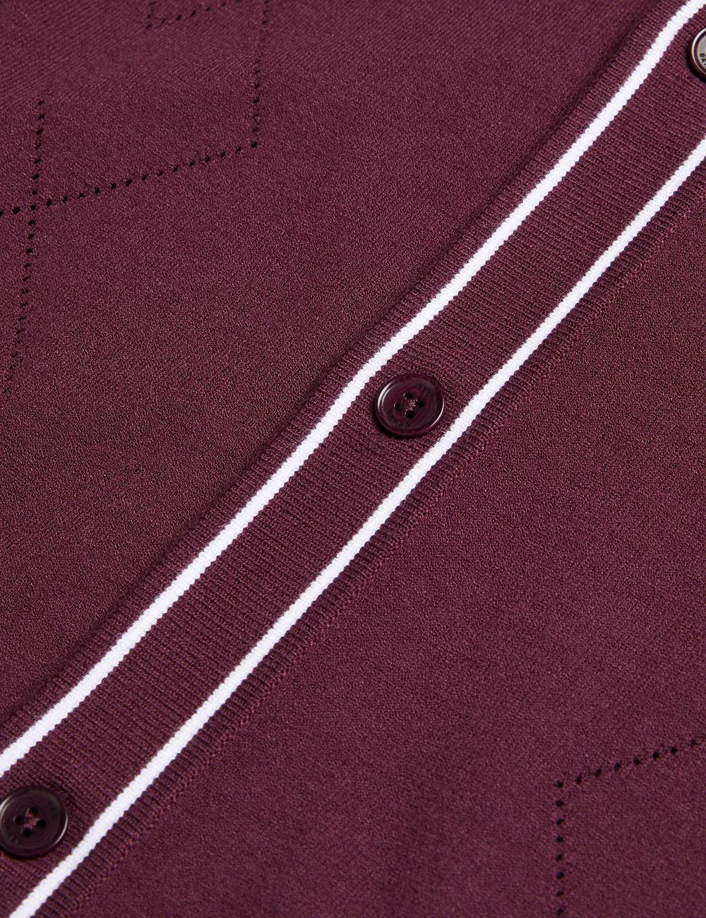Ted Baker ELMDON - Pointelle Diamond Knitted Long Sleeve Overhemd Heren Bordeaux | Belgium  492857-QLT