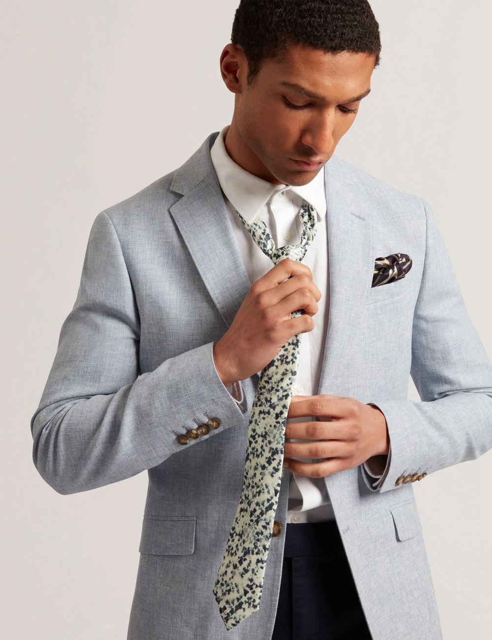 Ted Baker ELMSTED - Blurred Floral Print Silk Stropdassen Heren Donkerblauw | Belgium  830615-ODY