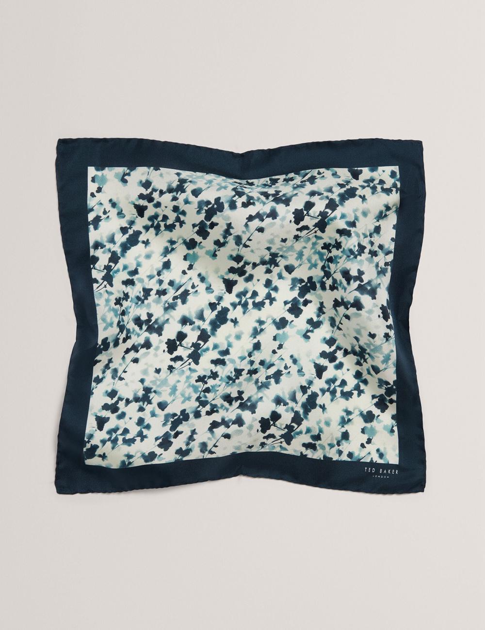 Ted Baker ELMSTEP - Blurred Floral Print Silk Pocket Pochetten Heren Donkerblauw | Belgium  934871-SYV