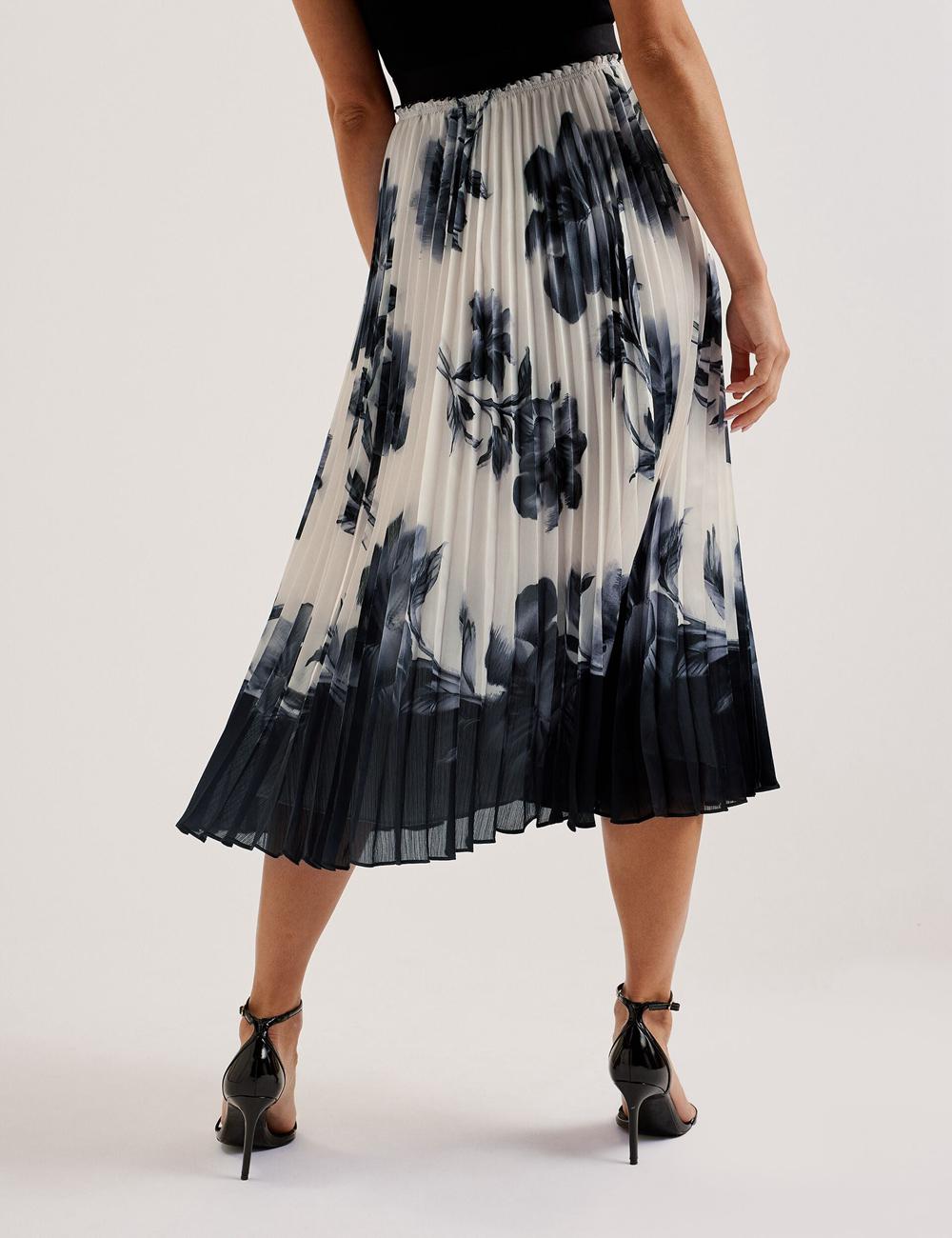 Ted Baker EMISTA - Monochrome Print Pleated Rokken Dames Ivory | Belgium  261734-WSY