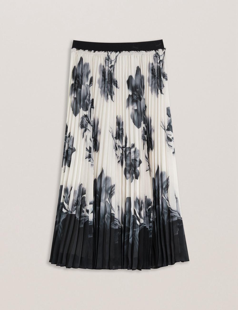 Ted Baker EMISTA - Monochrome Print Pleated Rokken Dames Ivory | Belgium  261734-WSY