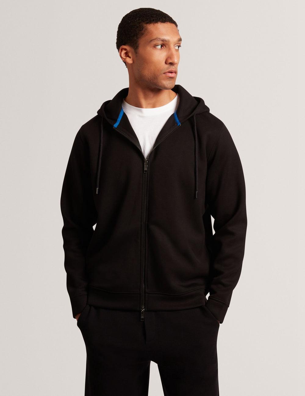 Ted Baker EPIO - Zip Through Neoprene Hoodie Heren Zwart | Belgium  472163-SNZ