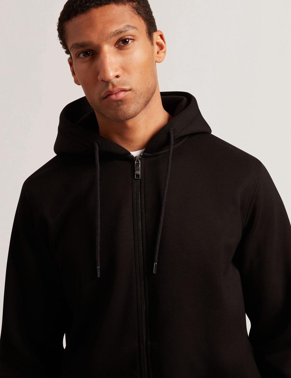 Ted Baker EPIO - Zip Through Neoprene Hoodie Heren Zwart | Belgium  472163-SNZ